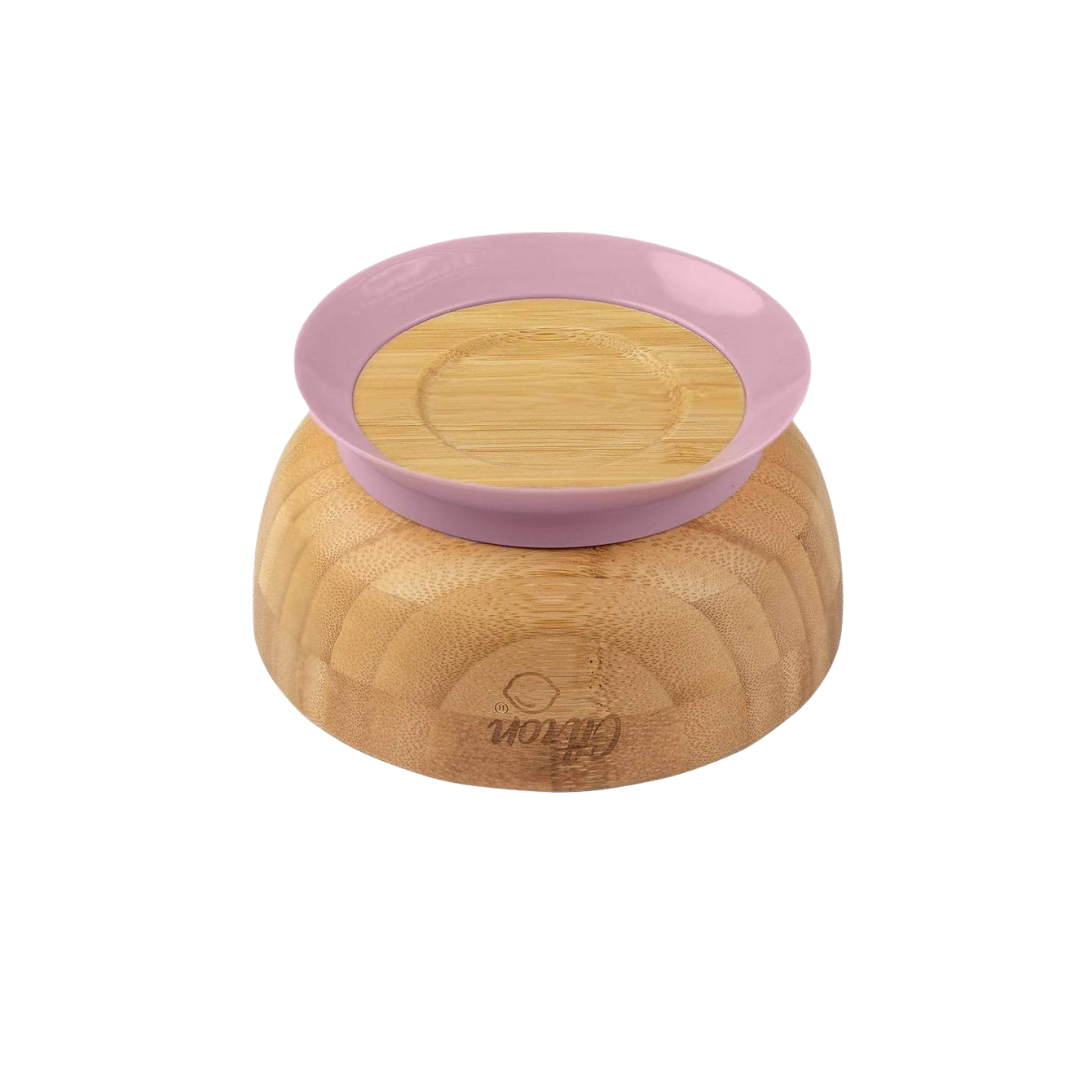 CITRON BOWL DE BAMBÚ CON VENTOSA Y CUBIERTO ROSA
