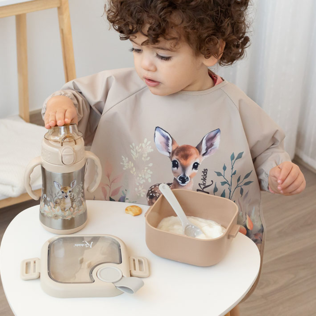 KIOKIDS CAJA ALMUERZO CON CUCHARA 750ML BEIGE