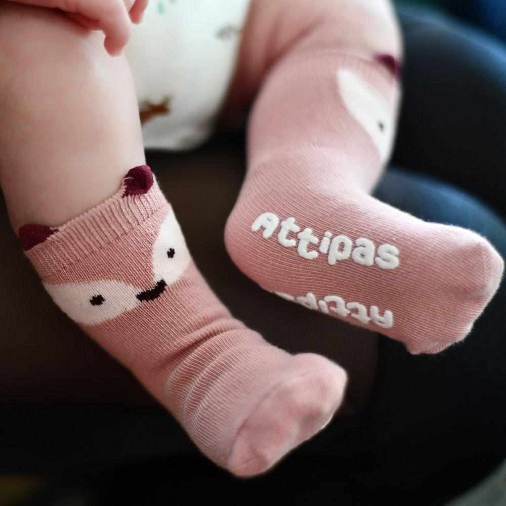 ATTIPAS ANIMALS PACK ANTI-SLIP SOCKS FOX PINK