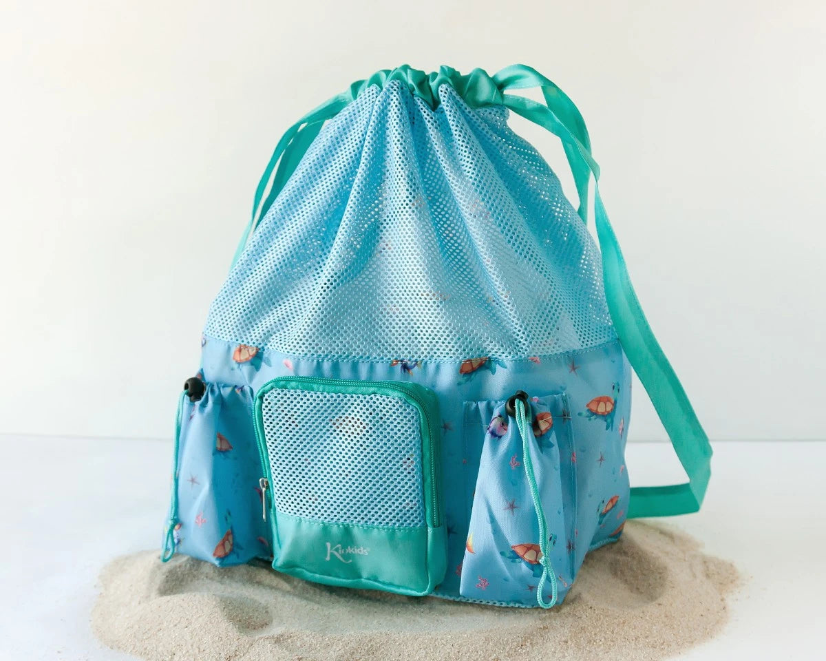 KIOKIDS BOLSO DE PLAYA 30X18X40CM TORTUGAS AZUL