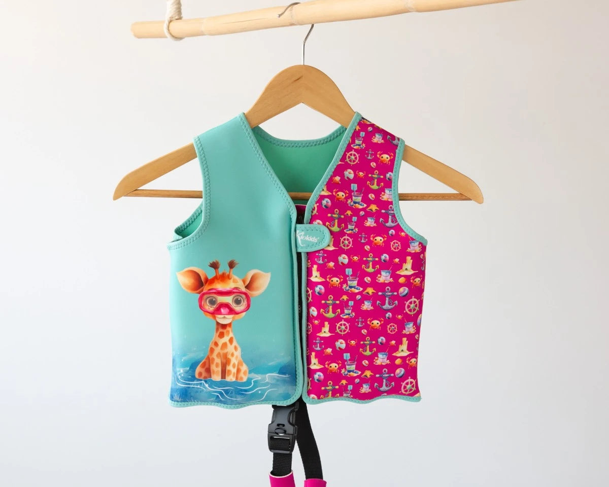 KIOKIDS CHALECO NEOPRENO DE FLOTACIÓN ANIMALES FUCSIA 12-24 MESES