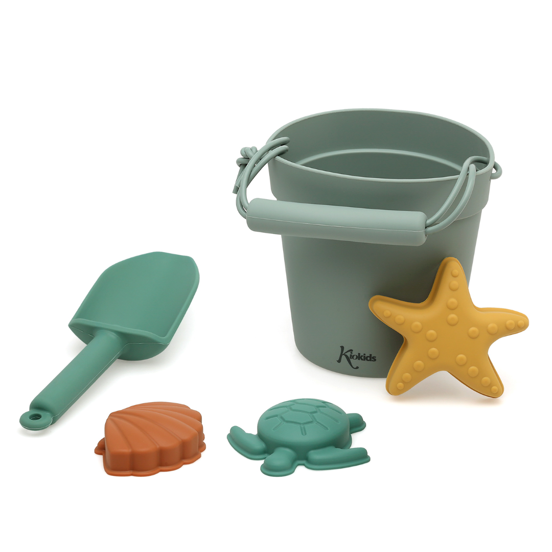 KIOKIDS SET JUEGO DE PLAYA DE SILICONA VERDE