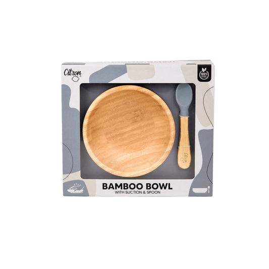 CITRON BOWL DE BAMBÚ CON VENTOSA Y CUBIERTO GRIS