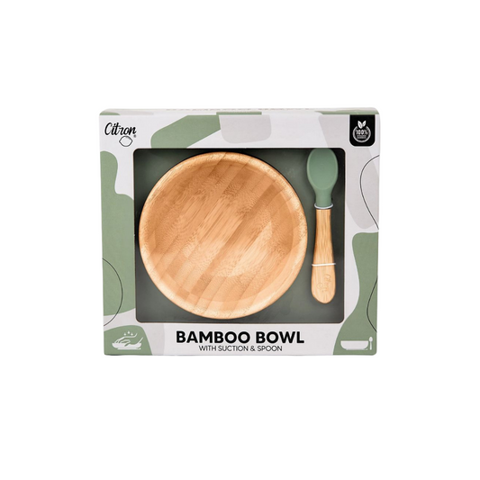 CITRON BOWL DE BAMBÚ CON VENTOSA Y CUBIERTO VERDE