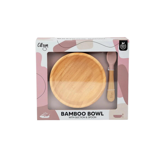 CITRON BOWL DE BAMBÚ CON VENTOSA Y CUBIERTO ROSA