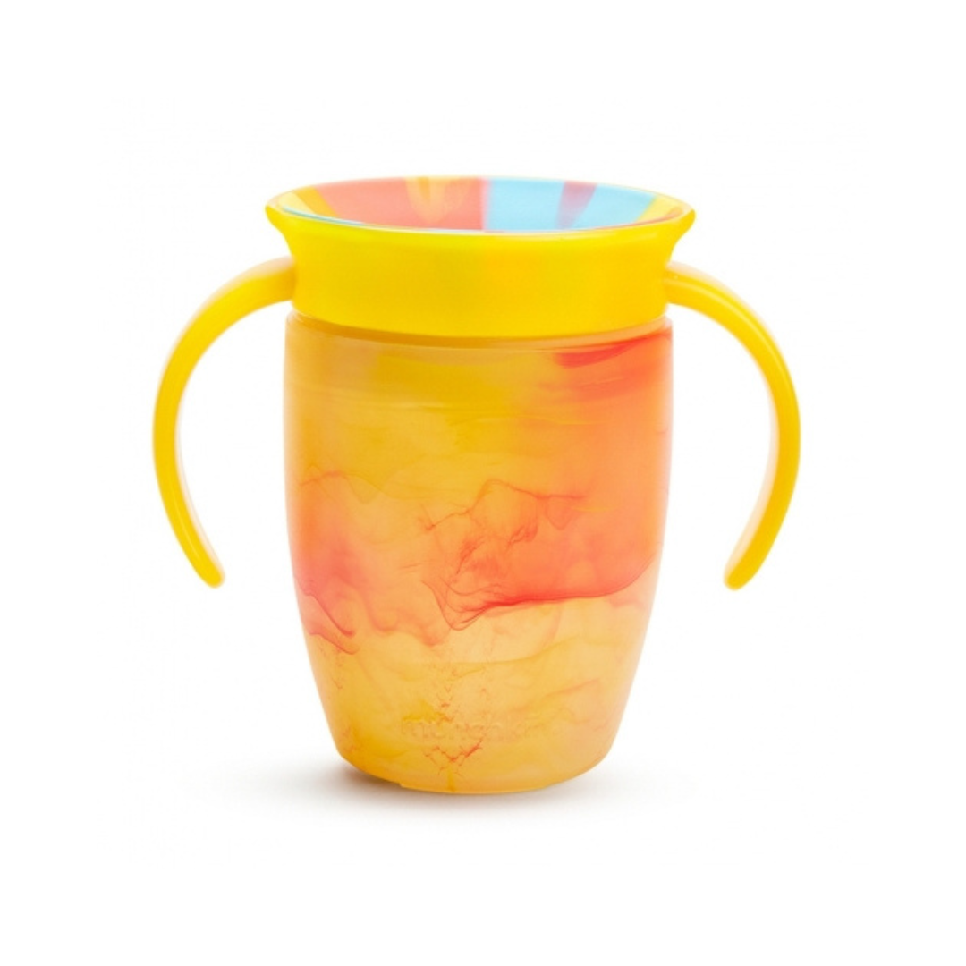 MUNCHKIN TAZA ANTIGOTEO MIRACLE 360 CON ASAS 200 ML TROPICAL AMARILLO