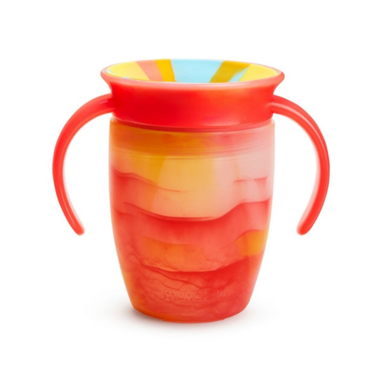 MUNCHKIN TAZA ANTIGOTEO MIRACLE 360 CON ASAS 200 ML TROPICAL ROJA