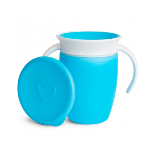 MUNCHKIN TAZA ANTIGOTEO MIRACLE 360º CON ASAS Y TAPA 200 ML AZUL