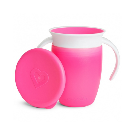 MUNCHKIN TAZA ANTIGOTEO MIRACLE 360º CON ASAS Y TAPA 200 ML ROSA