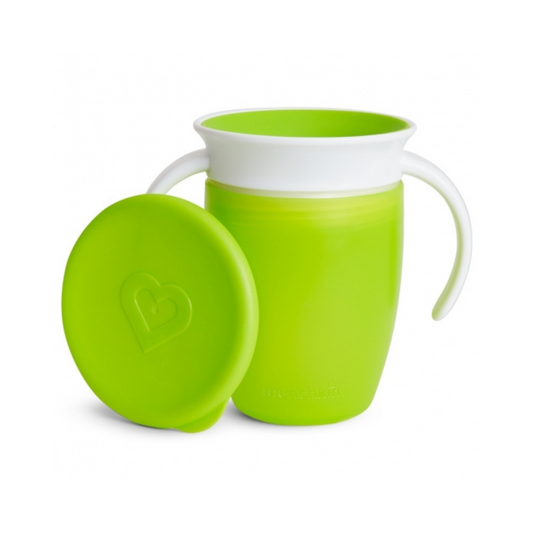 MUNCHKIN TAZA ANTIGOTEO MIRACLE 360º CON ASAS Y TAPA 200 ML VERDE