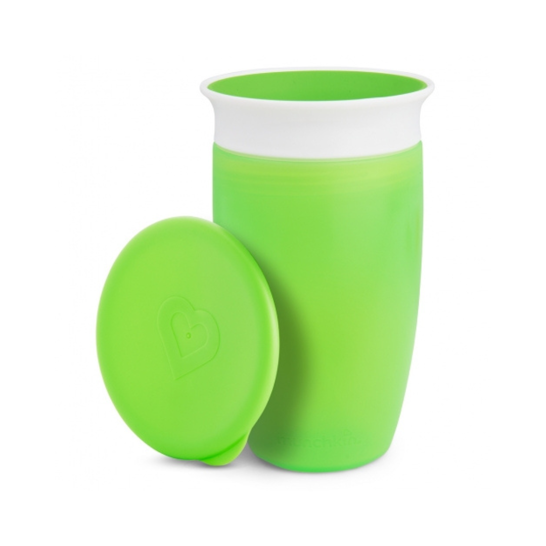 MUNCHKIN VASO ANTIGOTEO MIRACLE 360º CON TAPA 295 ML VERDE