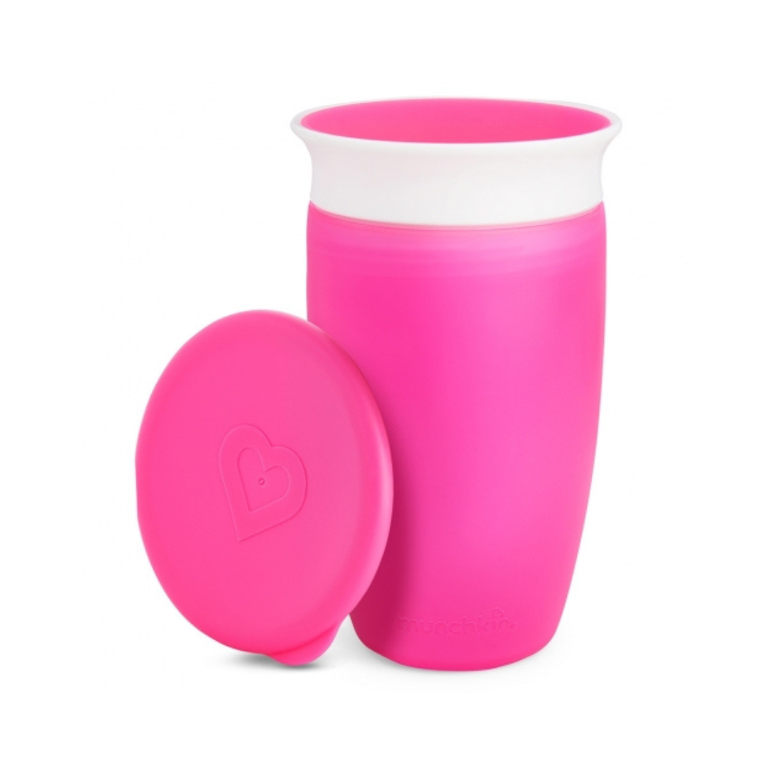 MUNCHKIN VASO ANTIGOTEO MIRACLE 360º CON TAPA 295 ML ROSA