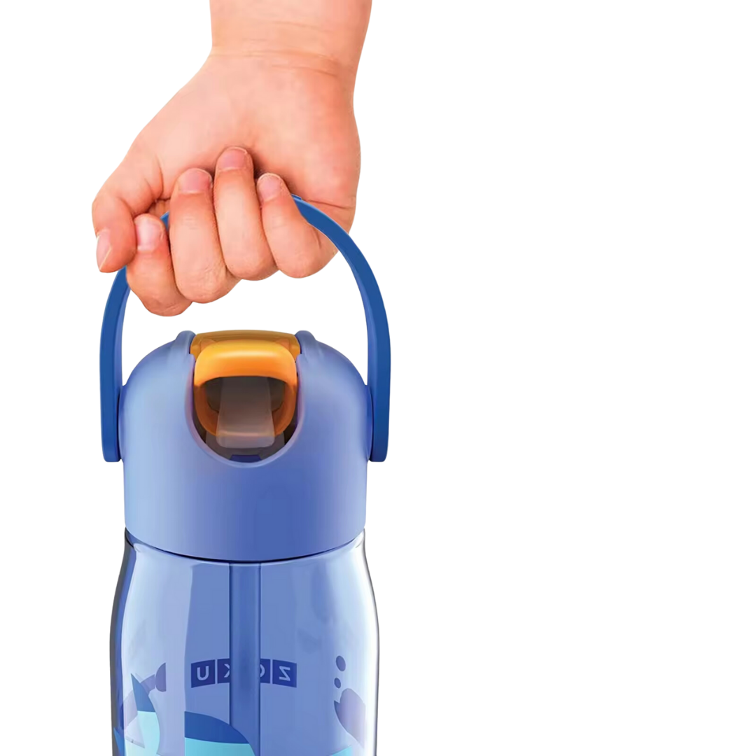 ZOKU BOTELLA PARA PEQUES C/PAJITA AZUL TIBURÓN 400ML