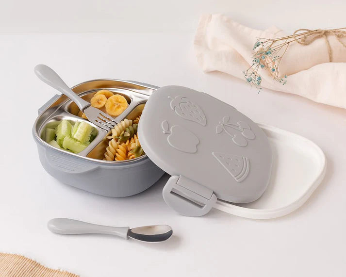 KIOKIDS CAJA ALMUERZO 450ML ACERO INOX. GRIS