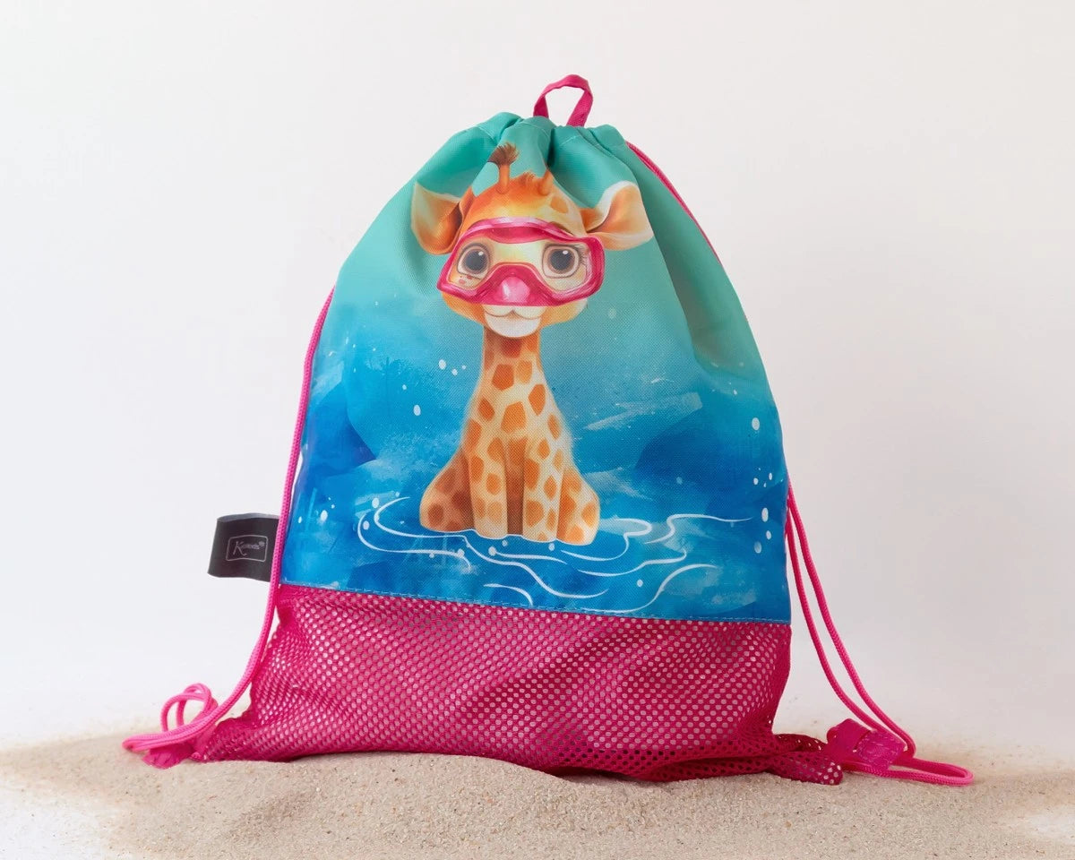KIOKIDS BOLSA DE PLAYA ANIMALES FUCSIA