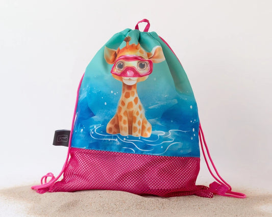KIOKIDS BOLSA DE PLAYA ANIMALES FUCSIA