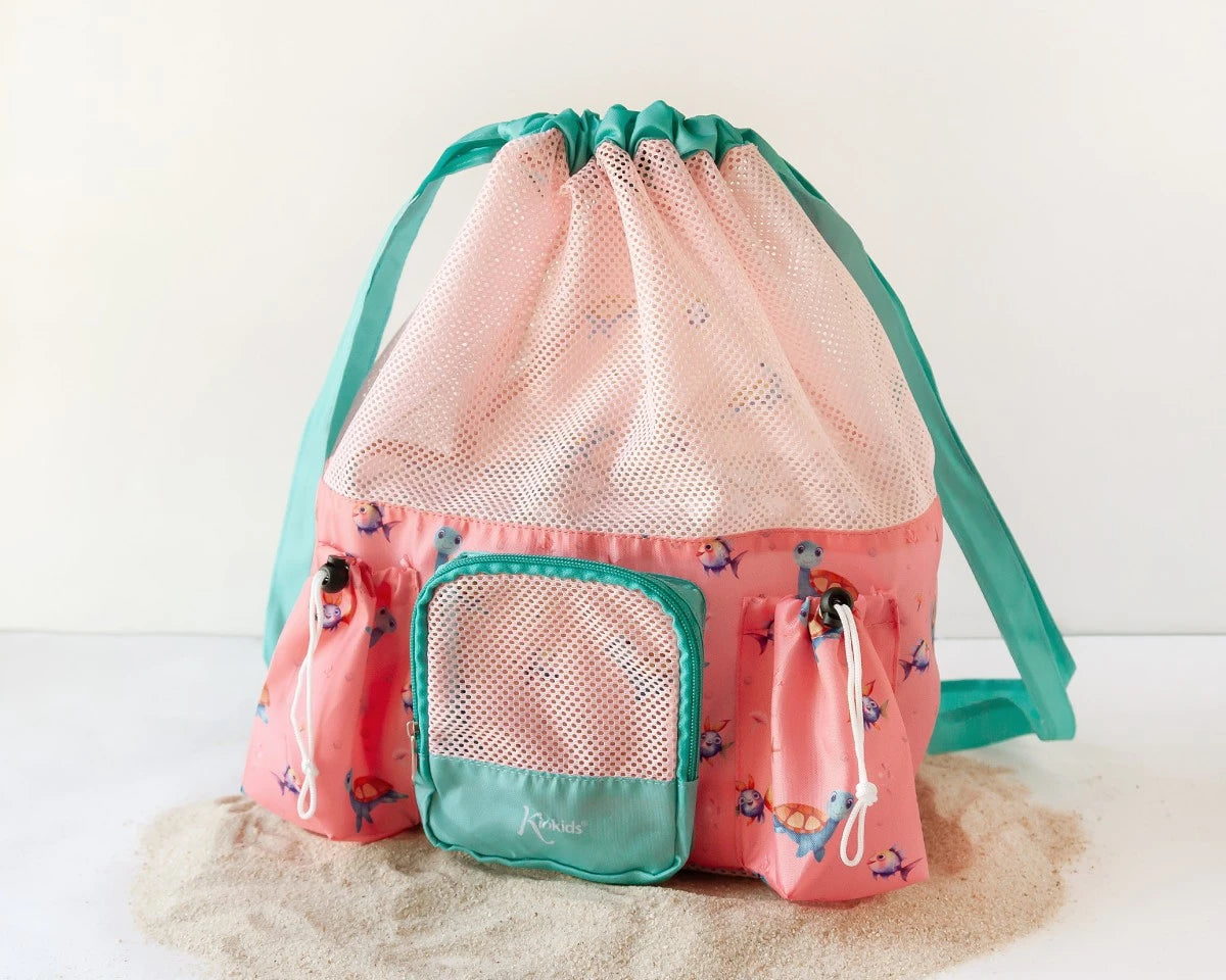 KIOKIDS BOLSO DE PLAYA 30X18X40CM TORTUGAS ROSA