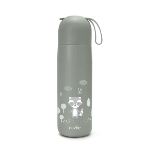 NUVITA BOTELLA TÉRMICA CON ASA DE SILICONA 400 ML SAGE GREEN