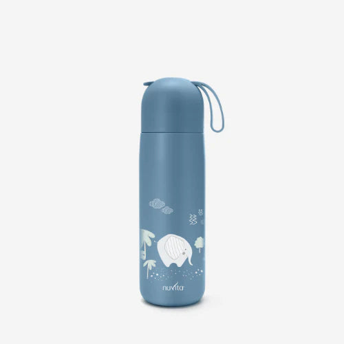 NUVITA BOTELLA TÉRMICA CON ASA DE SILICONA 400 ML POWDER BLUE