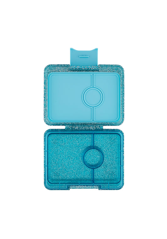 YUMBOX MINI SNACK 3 COMPARTIMENTOS TWINKLE AQUA GLITTER / AQUA TRAY