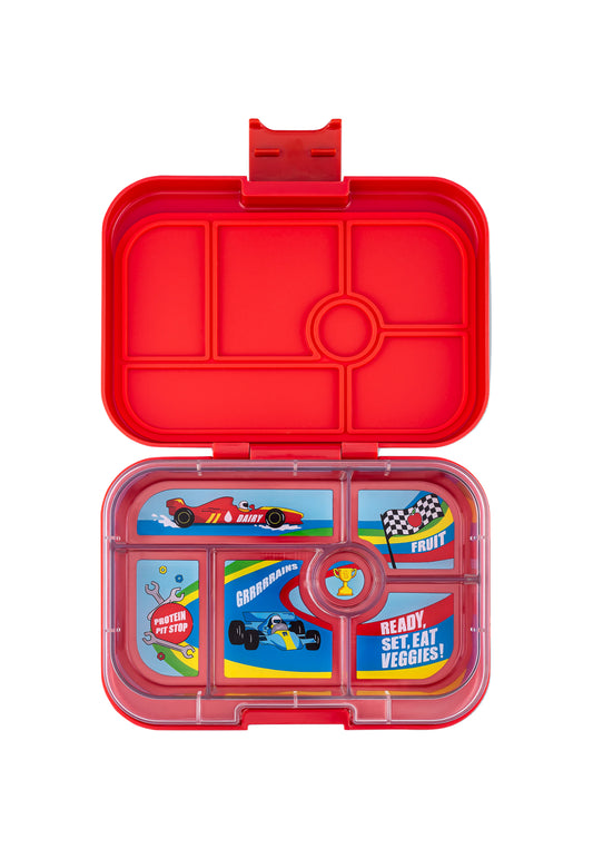 YUMBOX BENTO ORIGINAL 6 COMPARTIMENTOS ROAR RED / RACE CARS TRAY