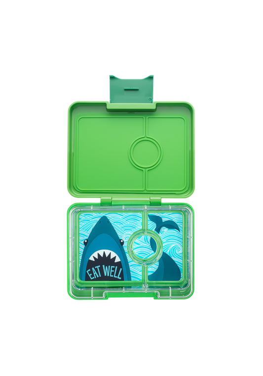 YUMBOX MINI SNACK 3 COMPARTIMENTOS JURASSIC GREEN / SHARK TRAY