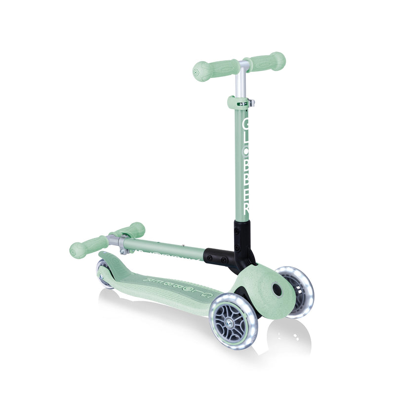 GLOBBER PATINETE JUNIOR PLEGABLE CON LUCES Y ECOLÓGICO PISTACHO