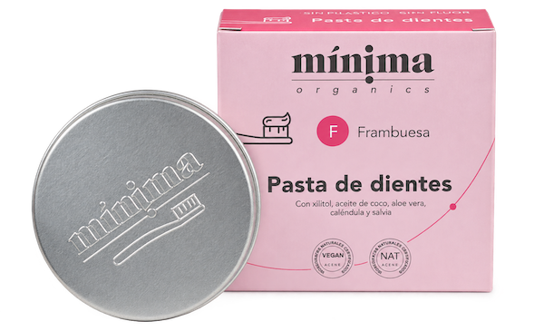 MÍNIMA CREMA DENTAL EN LATA 60 G SABOR FRAMBUESA CON FLUOR