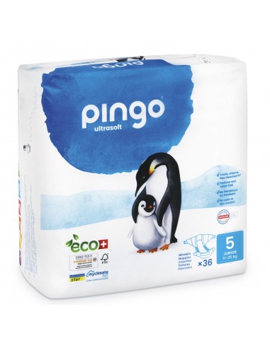 PINGO PAÑALES ECOLÓGICOS TALLA 5 JUNIOR (PAQUETE DE 36)