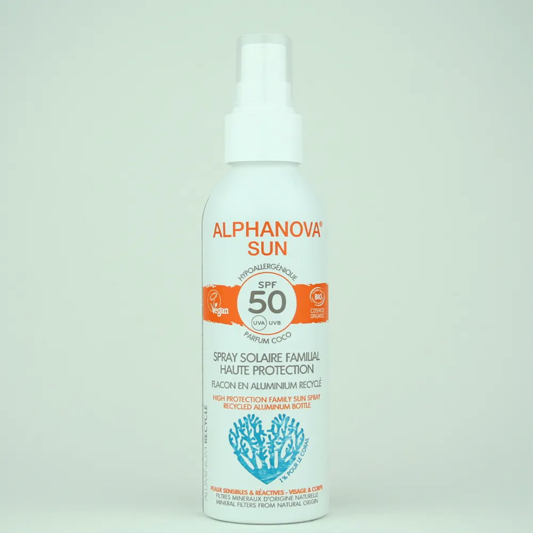 ALPHANOVA PROTECTOR SOLAR ENVASE DE ALUMINIO SPF50 SPRAY 125 ML PERFUME COCO