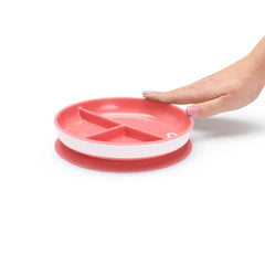 MUNCHKIN PLATO CON COMPARTIMENTOS Y VENTOSA STAY PUT ROSA